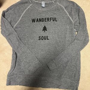 Women “Wanderful Soul” sweatshirt, grey, size large.